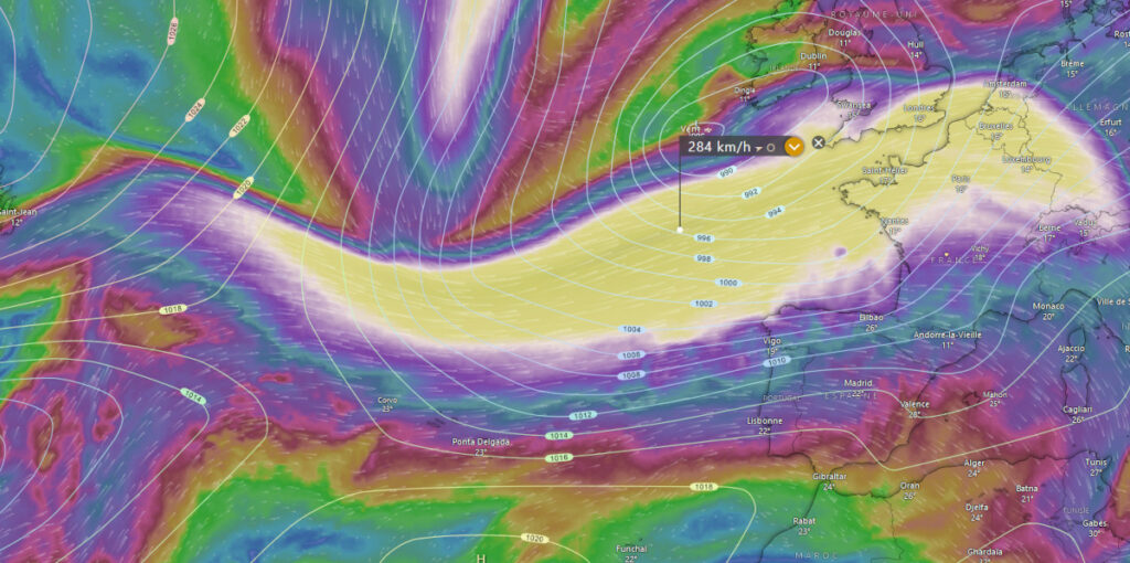 Jet stream tempête Aitor